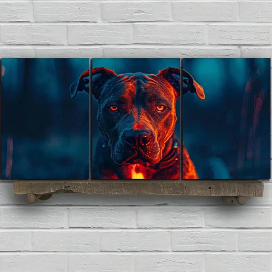 3pcs Intense Gaze Dog Stunning Gold Eyes Metal Print Ready to Hang Art