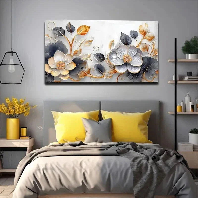 Scenic Flower Landscape Modern Wall Art Canvas Office Home Room Framed 80x45cm