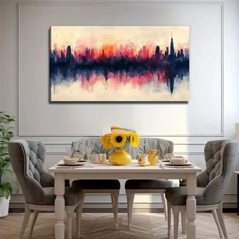 Modern Cityscape Perfect Wall Art Canvas Office Home Room Framed 80x45cm