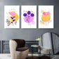 3pcs Modern Yellow, Purple, and Pink Flower Metal Print Ready to Hang Art