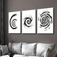 3pcs Black and White Spiral Decoration Wall Art Set Canvas Framed 40x60cm - High Quality Print 100% Australian Made Wall Canvas Ready to Hang