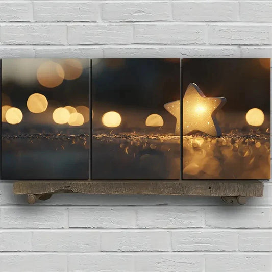 3pcs Beach Golden Stars Bubbles Metal Print Ready to Hang Art