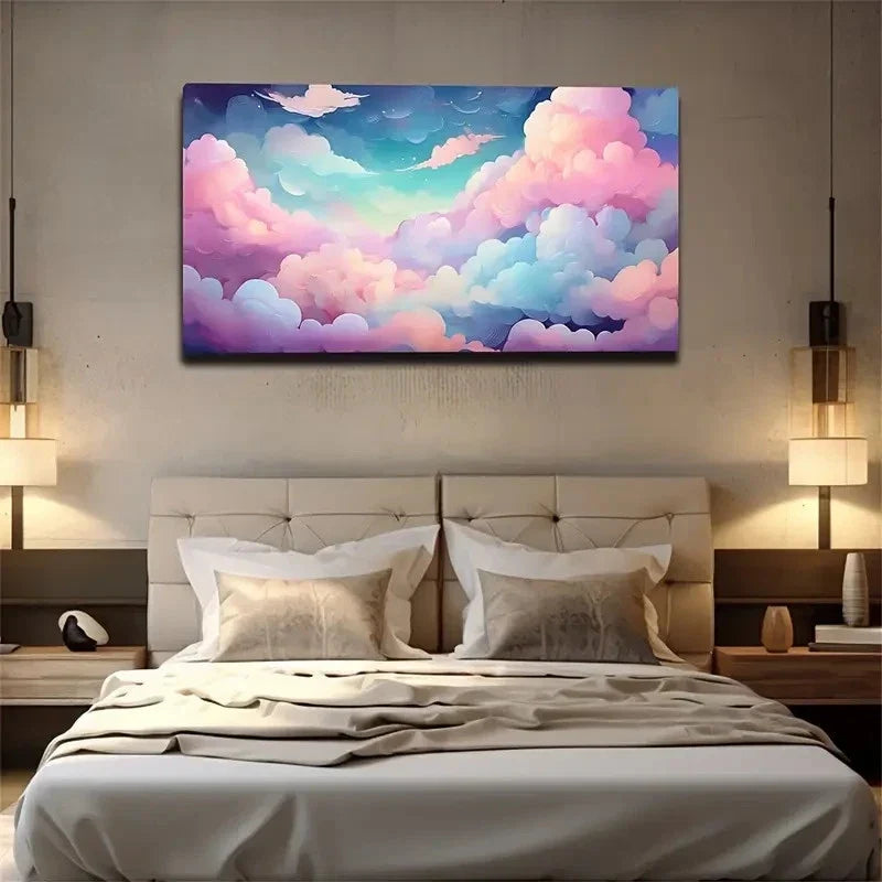 Profound Clouds Of Artistic Wall Art Canvas Office Home Room Framed 80x45cm