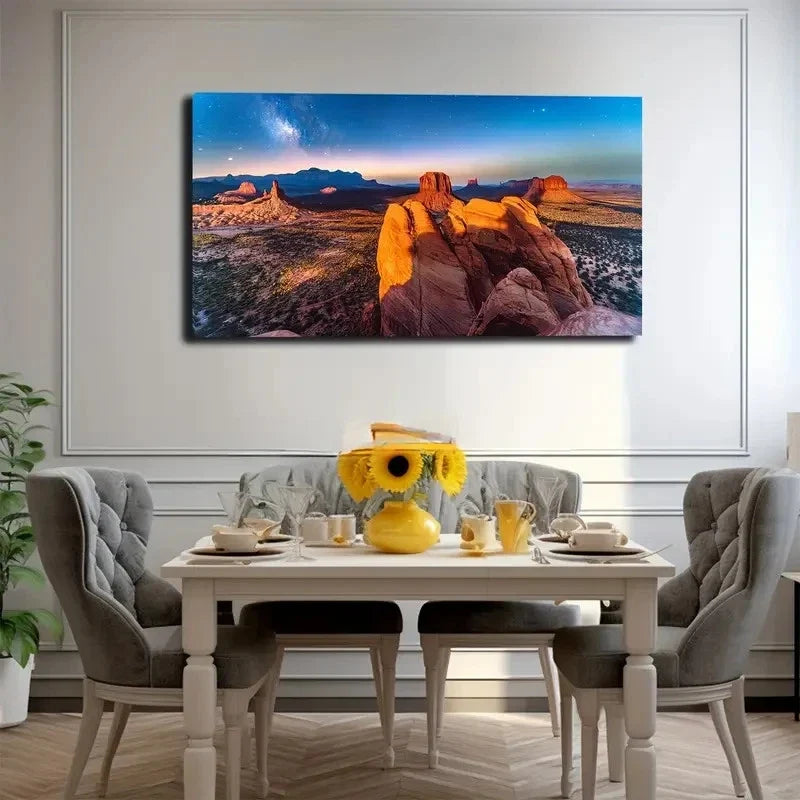 Desert Night Sky Wall Art Canvas Office Home Room Framed 120x60cm