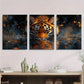 3pcs Tiger Reflection Animal Theme Metal Print Ready to Hang Art