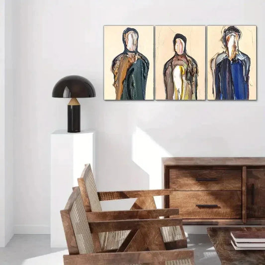 3pcs Surreal Male Portrait Art Modern Art Style Metal Print Ready to Hang Art