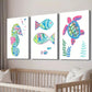 3pcs Style Seahorse Fish and Turtle Painting Wall Art Set Canvas Framed 40x60cm - High Quality Print 100% Australian Made Wall Canvas Ready to Hang