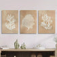 3pcs Beige Coral Seaweed Botanical Nautical Metal Print Ready to Hang Art