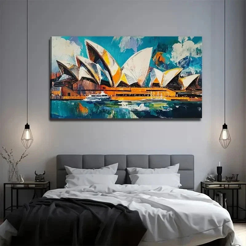 Sydney Opera Perfect Wall Art Canvas Office Home Room Framed 80x45cm