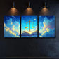 3pcs White Clouds Blue Sky Book Colourful Metal Print Ready to Hang Art