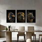 3pcs Stylish Animal with Golden Accents Metal Print Ready to Hang Art