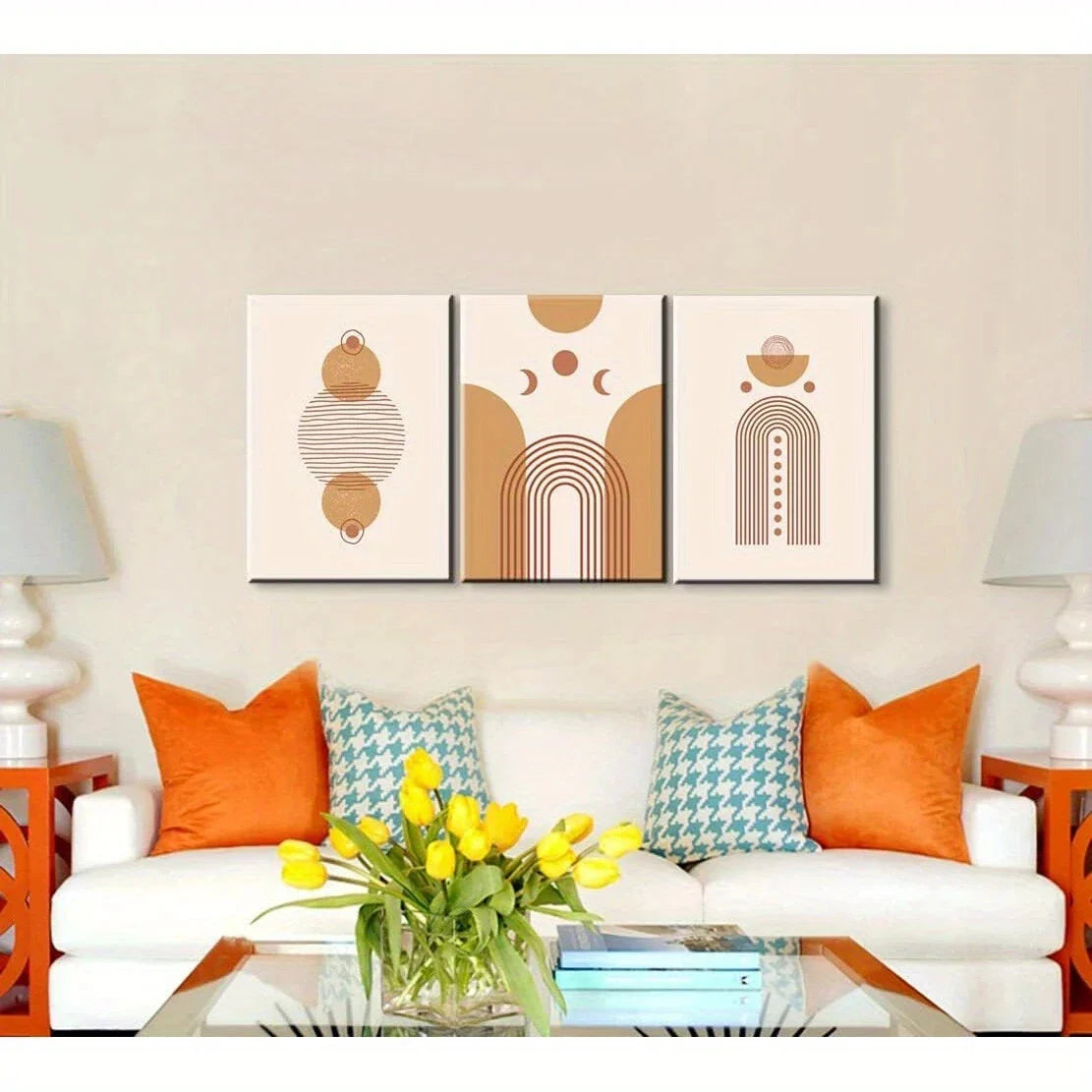 3pcs Mid Modern Abstract Line Metal Print Ready to Hang Art
