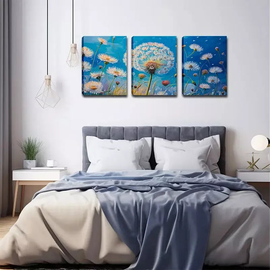 3pcs A Dandelion A World Wall Art Set Canvas Framed 40x60cm - High Quality Print 100% Australian Made Wall Canvas Ready to Hang