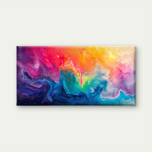 Abstract Colorful Swirls Liquid Wall Art Canvas Office Home Room Framed 80x45cm