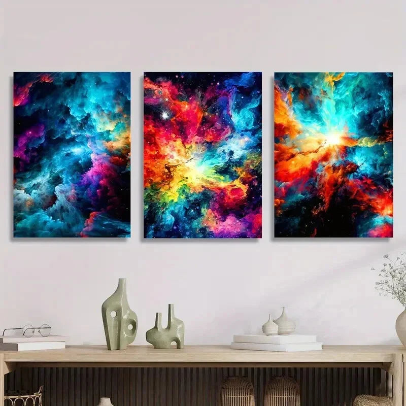 3pcs Fantasy Style Universe Beautiful Metal Print Ready to Hang Art
