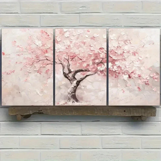 3pcs Blooming Cherry Tree Floral Style Posters Metal Print Ready to Hang Art