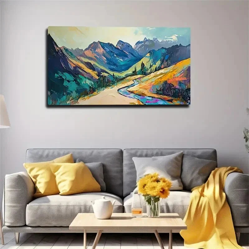 Mountain Magic Road Nature Wall Art Canvas Office Home Room Framed 120x60cm