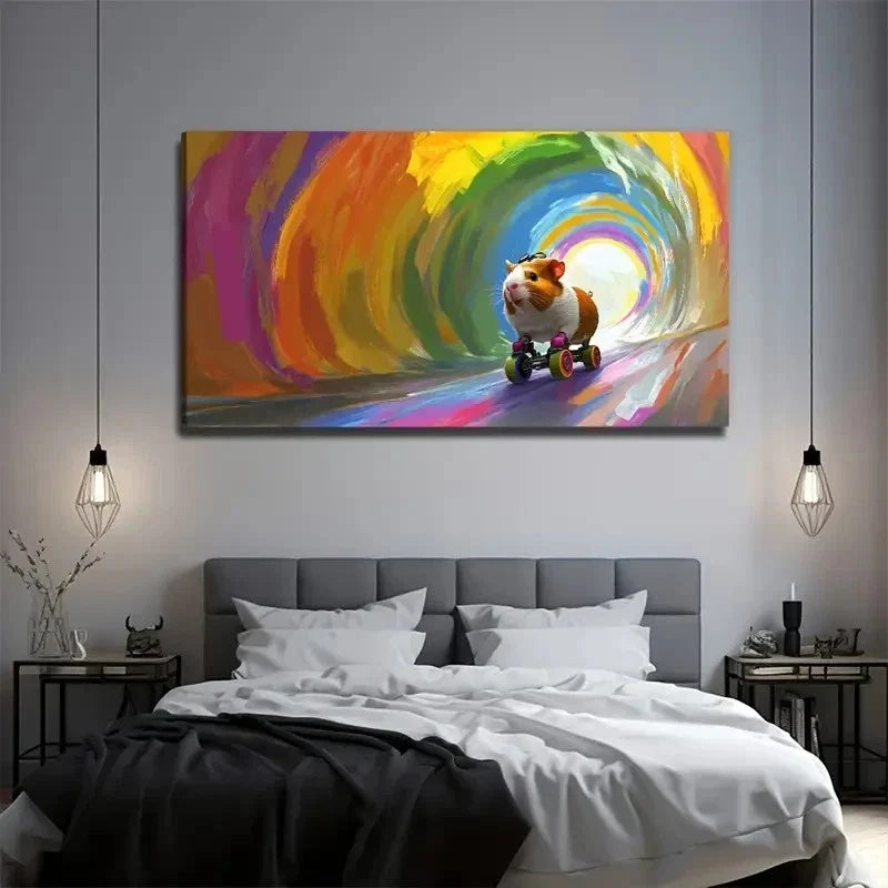 Groundhog Suitable Hamster Wall Art Canvas Office Home Room Framed 80x45cm
