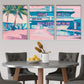 3pcs Miami Art Deco Style Model Metal Print Ready to Hang Art