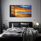 Beach Sunset Modern Wall Art Canvas Office Home Room Framed 80x45cm