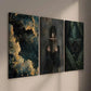 3pcs Dark Female Reading Moth & Botanical Decor Wall Art Set Canvas Framed 40x60cm - High Quality Print 100% Australian Made Wall Canvas Ready to Hang