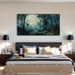 Skeletons Foggy Forest Scene Wall Art Canvas Office Home Room Framed 120x60cm