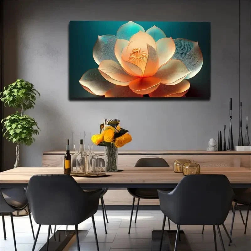 Blooming Flowers Wall Art Canvas Office Home Room Framed 80x45cm