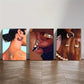 3pcs Exquisite Female Fashion Portrait Art Poster Metal Print Ready to Hang Art