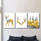 3pcs Geometric polygonal stag, Metal Print Ready to Hang Art