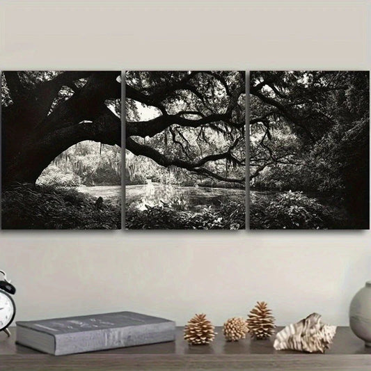 3pcs Black Forest Big Trees Nature Metal Print Ready to Hang Art