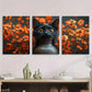 3pcs Funny Black Cat Vase Mishap Illustration Metal Print Ready to Hang Art