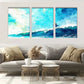 3pcs Brayers Triptych Abstract Ocean Waves Metal Print Ready to Hang Art
