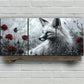 3pcs White Fox Red Roses Leaves Black & White Metal Print Ready to Hang Art