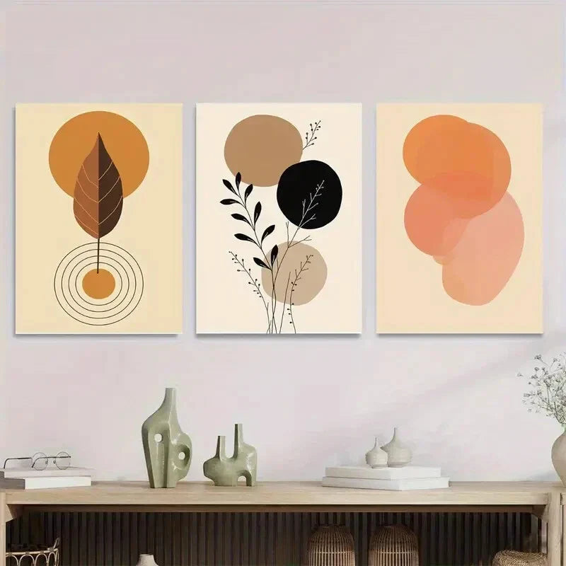 3pcs Geometric Nature Designs Modern Abstract Wall Art Set Canvas Framed 40x60cm - High Quality Print 100% Australian Made Wall Canvas Ready to Hang