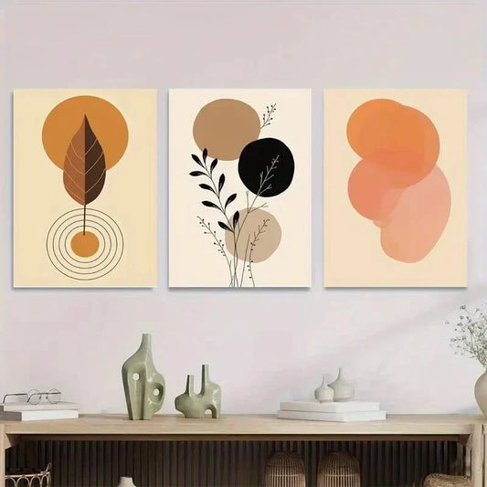 3pcs Geometric Nature Designs Modern Abstract Wall Art Set Canvas Framed 40x60cm - High Quality Print 100% Australian Made Wall Canvas Ready to Hang