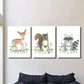 3pcs Cute baby deer squirrel raccoon watercolor Metal Print Ready to Hang Art
