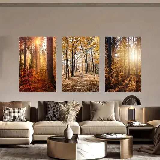 3pcs Forest Trees Atmosphere Metal Print Ready to Hang Art