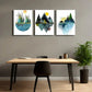 3pcs  Abstract Geometric Mountain Landscape Metal Print Ready to Hang Art