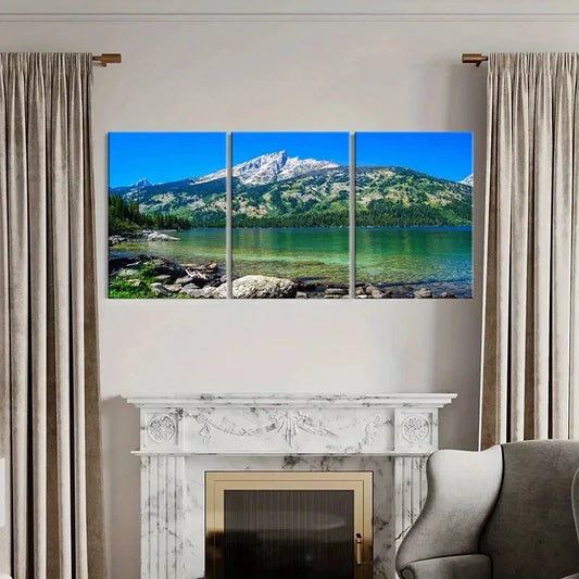 3pcs Natural Landscape Mountains, Lakes Metal Print Ready to Hang Art