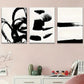 3pcs Abstract Black Brush Strokes Metal Print Ready to Hang Art