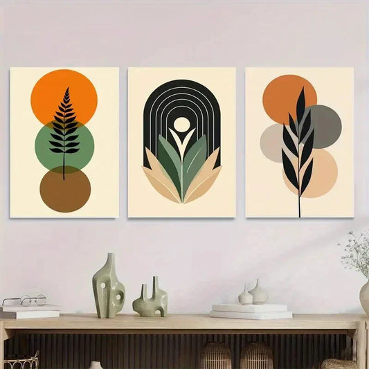 3pcs Abstract Boho Style Framed Botanical Wall Art Set Canvas Framed 40x60cm - High Quality Print 100% Australian Made Wall Canvas Ready to Hang