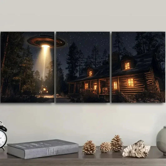 3pcs  Alien Cabin Art Deco Poster Metal Print Ready to Hang Art