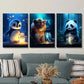 3pcs Enchanted Forest Creatures with Luminous Ink Metal Print Ready to Hang Art