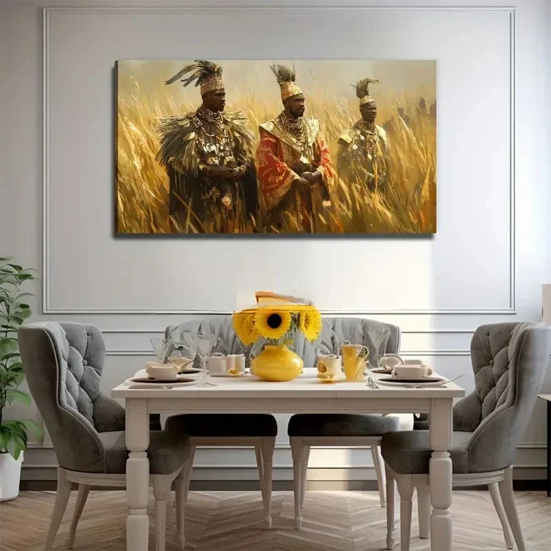 African Tribal Chieftain Wall Art Canvas Office Home Room Framed 120x60cm