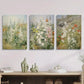 3pcs Vintage spring wildflower field, Metal Print Ready to Hang Art