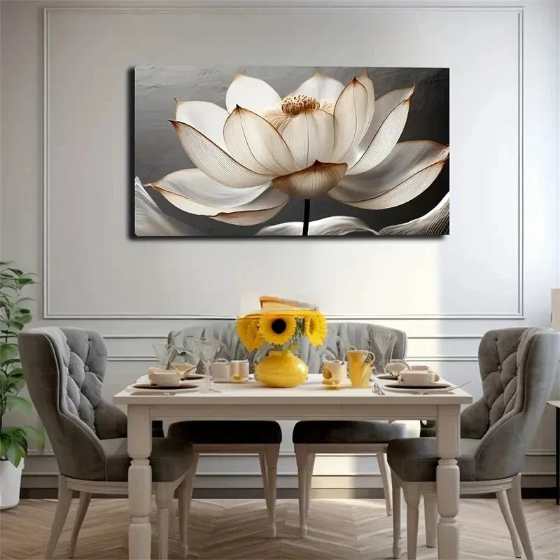 Elegant Lotus Flower Wall Art Canvas Office Home Room Framed 80x45cm