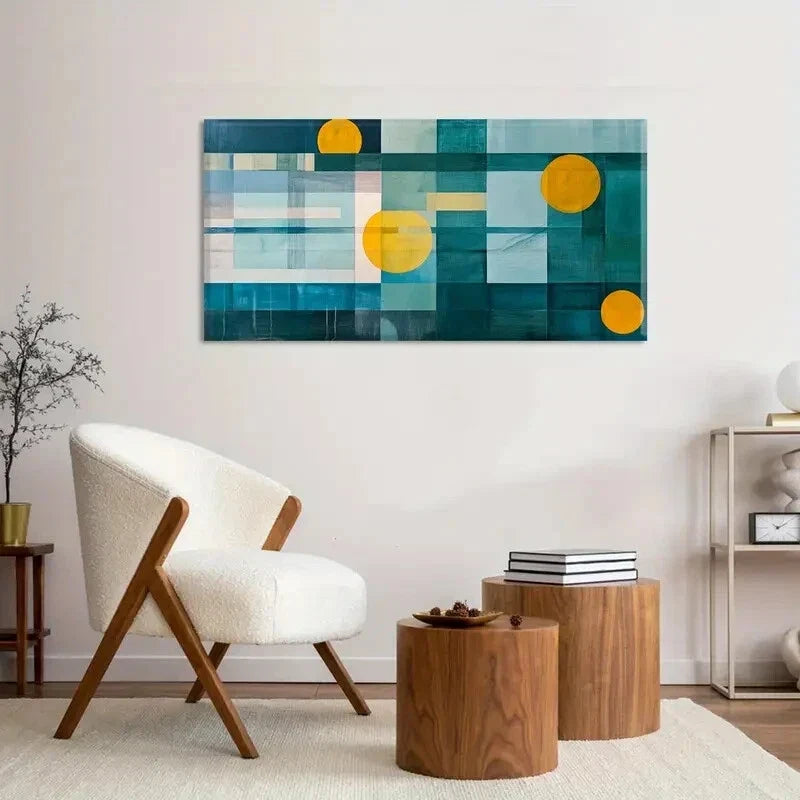 Squares Abstract Modern Colors Wall Art Canvas Office Home Room Framed 120x60cm
