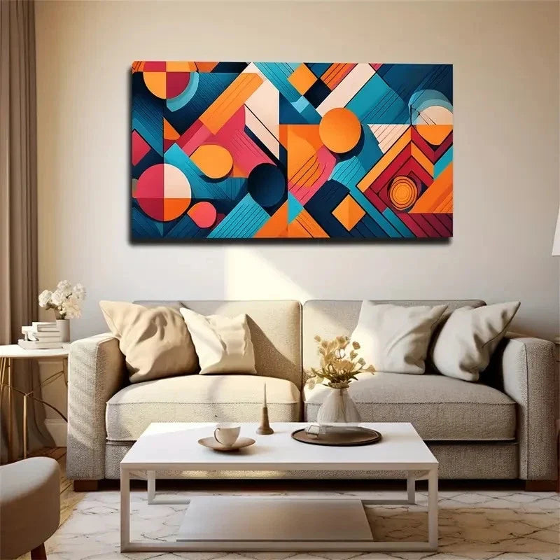 Abstract Geometric Patterns Wall Art Canvas Office Home Room Framed 80x45cm