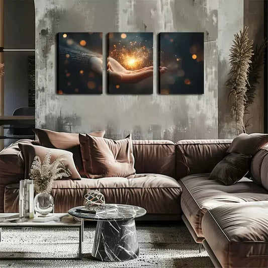 3pcs Light On The Hand, New Launch,  Wall Art Set Canvas Framed 40x60cm - High Quality Print 100% Australian Made Wall Canvas Ready to Hang