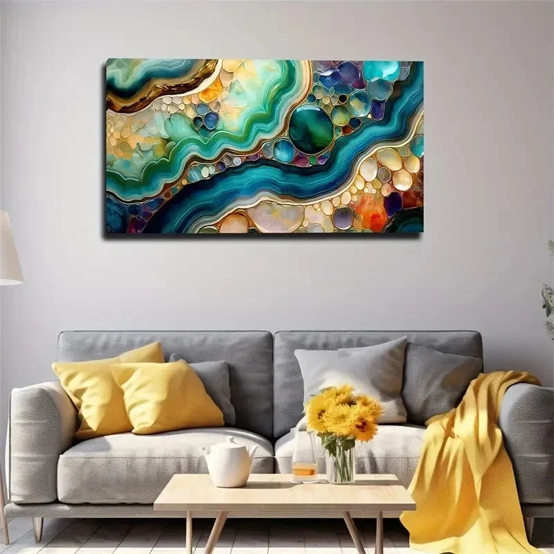 Gem-Like Stripes Magnificent Wall Art Canvas Office Home Room Framed 120x60cm
